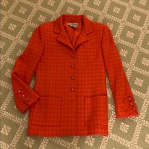 Coral orange blazer light houndstooth